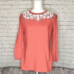 {Tory Burch} Coral beaded blouse